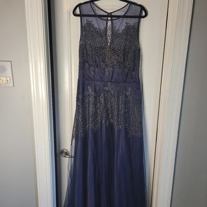 Navy Blue Tulle Formal Dress